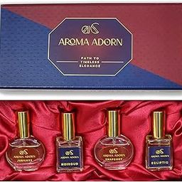 Aroma Adorn Luxury Perfume Gift Set – 4 x 10ml Long-Lasting Fragrances for Men & Women | Raphsody, Jubiluxe, Noiroid, Ecliptic | Floral, Fruity, Musk, Woody, Oud, Patchouli, Rose-image-3