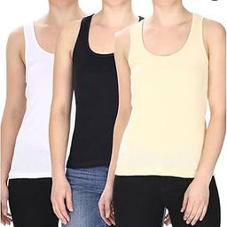 Women's Regular Fit Sleeveless Cotton Half Slip, Camisole Slip Spaghetti Combo Pack of 3 Multicolour-image-71