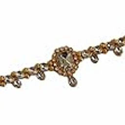 Kundan Moti Cream White Stone Kamarband Kamarpatta Ottinayam Bellychain For Women Wedding Saree Wear Jeanswear (Sqare Drop Latkan Kamarband)-image-1