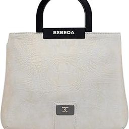 White Colour Drymilk Croco Acrylic Handle Handbag for Women-image-10