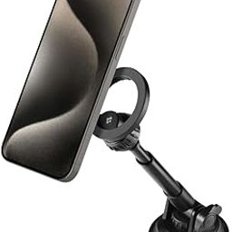 Spigen Dashboard & Windshield Car Mobile Holder [Super Strong Magnet] [MagSafe Ring Included][Works as Desk Mount] for iPhone 16/15/14/13/12, Samsung Galaxy Series and More - Black-14