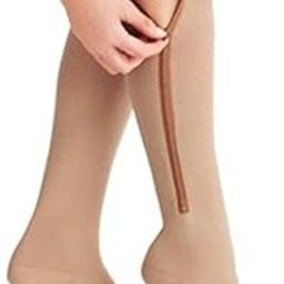 2 Pairs Compression Socks Toe Open Leg Support Stocking Knee High Socks with Zipper-12