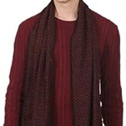 Men Reversible Self Design Black and Red Muffler-image-74