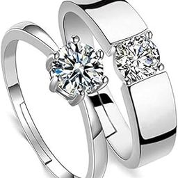 SSJ Shree Sham Jewellers 925 Sterling Silver Rings For Women | Elegant Couple Diamond Cut Adjustable Zerconia Rings For Girls Perfect Wedding Gift For Girls & Wife-image-13