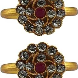 Golden Brass Stone Stud Toe Ring Size Free Designer Toe Rings Set |Fashionable & Durable Jewelry for Women Sku-toe50-picture-10