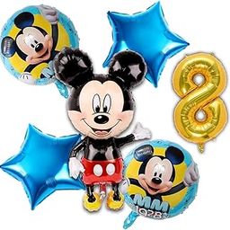 Funky Deal Cartoon Theme 8th Birthday Decorations Kit for Boys & Girls – 6Pcs | Foil Balloons Decoration Set | Eight Year Happy Birthday Party Supplies for Kids | B’day Foil Balloon Combo Pack-image-1