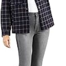 Wool Women Winter Shacket Stylish Standard Length Coat Plaid Jacket Shirt-12
