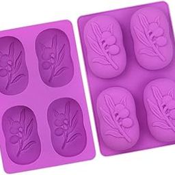 H.M Silicone Olive Soap Molds Flower Olive Tree Shaped Mould Candle Handmade Craft Cake Pudding Cookie DIY for Soap Making Supplies Tools 4 Cavity soap Mould Handmade Crafts-image-43