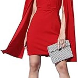Red Blazer Dress with Notched Collar & Cape Sleeves-image-0