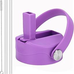 Straw lid for Wide Mouth Water Bottle 12oz 32oz 40oz 64oz 128oz, Compatible With Hydroflask Bottle, Replacement Cap Straw Cap With Big Nozzle, Lid with Straws and Brush with Flexible Handle Purple-picture-11
