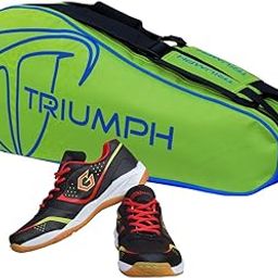 Gowin Badminton Shoe Smash Black Size-11 Kids with Triumph Badminton Bag 303 Lime/Royal-image-61