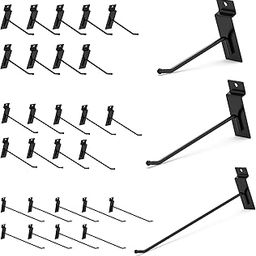 HUHOLE Black Slatwall Hooks 4 Inch, 6 Inch, 8 Inch, 30PC Slat Wall Hanging Hooks, Metal Thick Slatwall Accessories for Garagre Tool Organization, Wall Storage, Shop Retail Display, Workplace-image-23