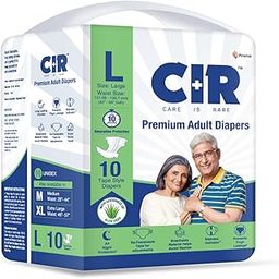CIR Unisex Premium Adult Diaper-Tape Style All Night Protection With Aloe Vera Large(L) Size Waist(101-140Cm 40"-55") 10 Units-image-11