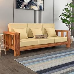 Wopno Furniture Sheesham Wooden 3 Seater Sofa for Living Room | Solid Wood Sofa | Rosewood Sofa Set for Home & Office | Lounge (Honey, 3 Seater)-image-19