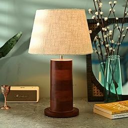Brick Brown ® Premium Wooden Rounded Twist Lamp with Shade & Bulb | Lamps for Home Decoration | Bedside Lamp | Night Lamp for Living Room | Lamps for Study Room | Night Lamp for Bedroom Side Table-picture-11