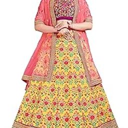 Women's Silk Semi stitched Lehenga Choli (7031-Yellow-Wedding-Bridal-Heavy-Lehenga_Wedding Yellow_Free Size)-picture-17