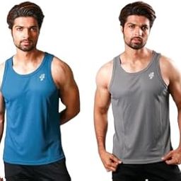 Men’s Regular Fit Sleeveless Tank Top Combo – Gym, Running, Outdoor Sando | Quick-Dry, Breathable, Round Neck Baniyan for Men – Pack of 2 (IN, Alpha, S, Regular, Graphite - Teal)-image-4
