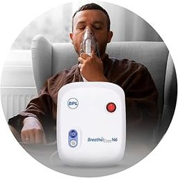 BPL Medical Technologies Breathe Ezee N6 Low Noise Compressor Nebuliser Machine Kit For Child And Adult, Portable Nebulizer - White-image-4