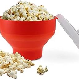 Silicone Microwave Popcorn Popper with Lid, KASTWAVE BPA Free Microwave Popcorn Popper, Collapsible Microwave Popcorn Maker Bowl with Handles, Dishwasher Safe (Red)-image-35