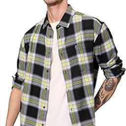 the souled store Plaid: Sulphura Men's and Boys Long Sleeves Collared Neck Button Front Cotton Regular Fit Utility Shirts-picture-33
