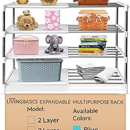 LIVINGBASICS Multipurpose Storage Rack for Kitchen/Clothes/Bookshelf/Shoes Stand (4 Layer, White Multi-Purpose Rack)-image-67