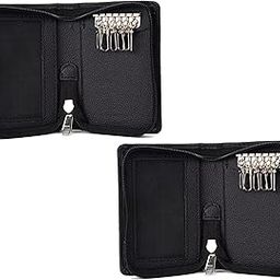 PU Leather Key Case Pouch Wallet Keychain Key pouch holder Men & Women Key Pouch Holder, Bank Locker Key Pouch with 6 Hooks Zipper Closure (Padk of 2)-picture-14