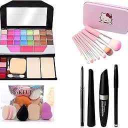 MYTYA Fashion Makeup Kit for Girls + Premium Hello Kitty Makeup Brushes 7 Piece + Kelli Makeup Sponges 6 Piece + Eye Liner & Kajal & Mascara & Eye Brow Pencil (4in1) (6155 Combo)-26