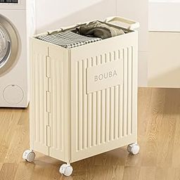 Finzatik Laundry Basket for Clothes, Dirty Clothes Baskets with Wheels, Laundry Hamper with Lid, Clothes Laundry Basket on Wheels, Multipurpose Plastic Clothes Storage Bins,Foldable Storage Box-picture-14