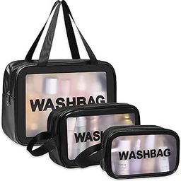Gowloz Clear Cosmetic Bag Stylish Cosmetic Organizer for Girls & Women - Perfect Travel Bag for Makeup, Toiletries, Ideal for Travel & Daily Use - Durable & Chic Pack of 3 (Black)-image-17