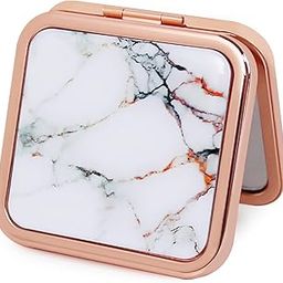 PDOZV Pocket Mirror for Women, Rosegold Square 2.8”×2.8” Metal Frame DropRubber Style Double Sided Mini Magnifying 1X/2X Mirror for Purse Can be Used as Gifts for Woman (RGCn03)-19