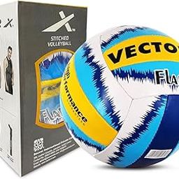 Vector X 18 Panel Flame Rubber Hand Stitched Indoor/Outdoor Volleyball with Latex Bladder, White-Blue-Yellow, Size: 4 (Suitable for Practice/Match/Beach) + Free Air Needle-image-48
