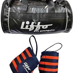 Liffo® Gym Bag Duffel Bag with Wrist Supporter Wrist Band for Men Women Gym Exercise Combo Pack of 2 Daily Usage-17