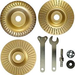 Inditrust 3 type 4” Inch Wood Carving Disc Set Carbon Steel Alloy with 1 set Arbor Mandrel Drill Angle adaptor For Woodworking, Grinding, Shaping Woodrasp File Wood, Fibreboard, Plywood, Plastic etc.-image-2