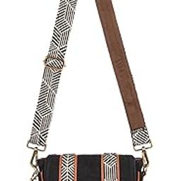 Black Saddle Handloom Sling Bag with Dual Compartments & Jacquard Adjustable Detachable Strap | Compact Sling Bag with Front Pocket, Back Zip & Coin Pouch – Handloom Fabric Design-image-39