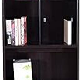 DeckUp Cove Engineered Wood Book Shelf and Display Unit Cabinet (2 Doors ,Dark Wenge, Matte Finish)-1
