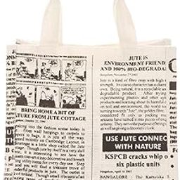 Jute Bags for Lunch for Women and Men | Jute Grocery Bag | Jute Carry Bag | Jute Tiffin Bags | Newspaper Printed Jute Bag-23