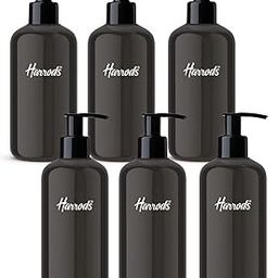 HARRODS Plastic Black Pump Bottle,Clear Small Cylinder Shampoo Lotion Pump Bottle Dispenser Durable Refillable Containers for Liquid Soap, Massage Oil 300ml (6 Pcs)-34
