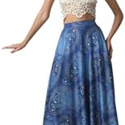 Long Skirts for Women Denim Printed Skirts|American Poly Spandex Casual Skirt for Girls|Summer Skirt|Huge Flare 39Inch Height (No Top Included)-image-97