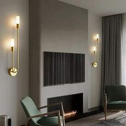 Lighting World- Antique Brass Gold 2 Light Holder Wall Lamp - Minimalist Golden Wall Sconce - Nordic Lighting Fixture - Bedside Home Decor Design - Corridor Decoration Pack of 2-image-35