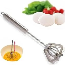 Ervio Stainless Steel Madhani | Semi-Automatic Push Down Egg Beater, Manual Rotary Whisk, Kitchen Tool Manual Mixi, Hand Blender | Stirring Lassi/Butter Milk Maker Rawai-3