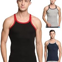 Men's Super Combed Cotton Gym Vest with Sports Style (Pack of 3) (Color May Vary)-55