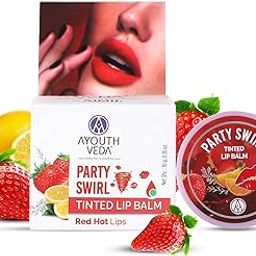Ayouthveda Party Swirl Tinted Lip Balm | Heals Cracked & Undernourished Lips| Moisturizer For Chapped And Dry Lips | Enriched With Coconut And Olive Oil | Hot Red Fruity Lip balm (10gm)-44