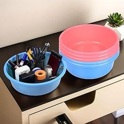 Homestic Pack of 6 Desk Organizer | Stationery Organizer Tub | Multipurpose Storage Organizer | Office Supplies Organizer for Pen-Pencil-Staplers | Desktop Organizer | 4 LTR | Blue & Pink-image-94