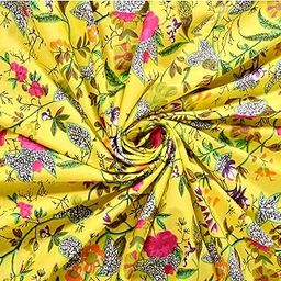 Malan Bai Printed Cotton Cloth Floral Materiel Natural Running Fabric Jaipuri Hand Block Printed Women Unstitched Dress Material Kurtis Natural 43" Inches Width (3 Meter)-image-12