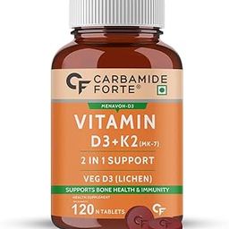 Carbamide Forte Vitamin D3 K2 | Vitamin D3 K2 Supplement for Bone & Heart Health | Vitamin D tablets with Vitamin K2 MK7 | Premium Vitamin D3 supplement with K2 for Wellness -120 Veg Tablets-7
