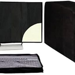 GUTSAV SALES 22" Dust Cover Set - Desktop, Keyboard, CPU (Black, Water Resistant, Non Woven & PVC)-28