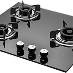 KAFF 3 Burners Built-in Hob/Hobtop For Modular kitchen -8 MM|Auto Electric Ignition Glass Top| Tornado Style Burner, Enamelled Matt Finish, Easy Grip Knobs, Toughened Glass (Black,60CM)-24