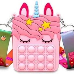 ALMOSTHERE® Silicone Unicorn Sling Bag Pop it Fidget Small Travel Pouch Stress Relief Zipper Closer for Girls Storage with Adjustable Strap Crossbody Shoulder Pack of 1-image-12