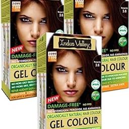 INDUS VALLEY Ammonia Free Natural Semi-Permanent Gel Hair Colour Burgundy 3.6 for Men & Women with 100% Grey Coverage & Long Lasting -220GM (pack of 3)-image-16
