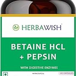 Herbawish Betaine HCL + Pepsin | with Digestive Enzymes | Supports Healthy gut, Digestion and Boosts Metabolism | 60 Veg. Capsules-16